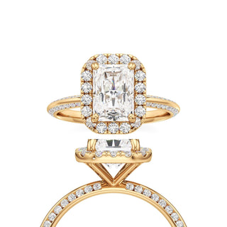 Knife Edge Channel Set Halo Marquise Engagement Ring