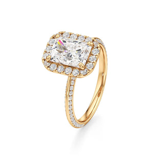 Knife Edge Channel Set Halo Marquise Engagement Ring