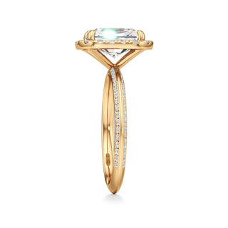 Knife Edge Channel Set Halo Marquise Engagement Ring