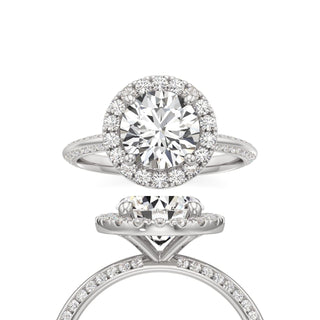 Knife Edge Channel Set Halo Marquise Engagement Ring