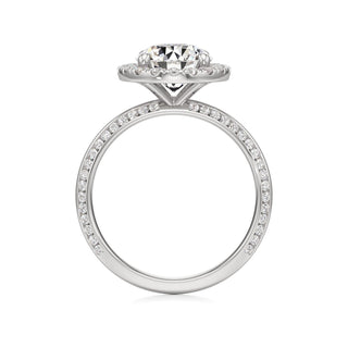 Knife Edge Channel Set Halo Marquise Engagement Ring