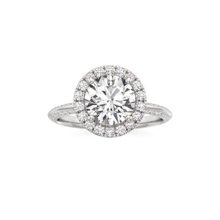 Knife Edge Channel Set Halo Marquise Engagement Ring