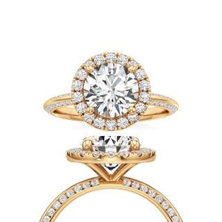 Knife Edge Channel Set Halo Marquise Engagement Ring
