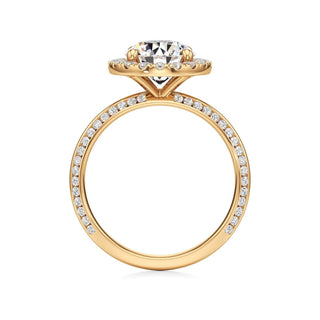 Knife Edge Channel Set Halo Marquise Engagement Ring