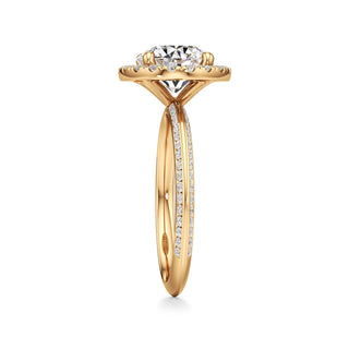 Knife Edge Channel Set Halo Marquise Engagement Ring