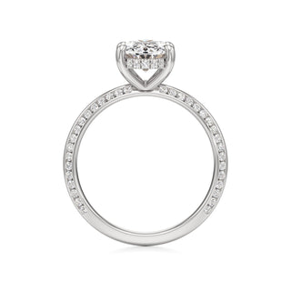 Knife Edge Channel Set Hidden Halo Round Engagement Ring