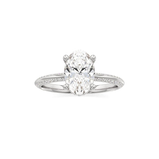 Knife Edge Channel Set Hidden Halo Round Engagement Ring