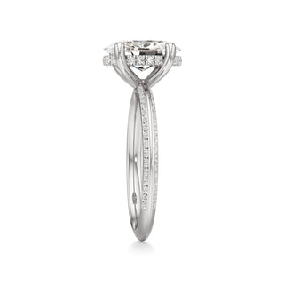 Knife Edge Channel Set Hidden Halo Round Engagement Ring