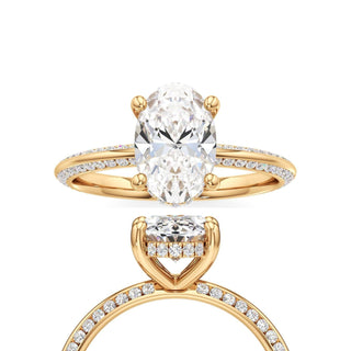 Knife Edge Channel Set Hidden Halo Round Engagement Ring