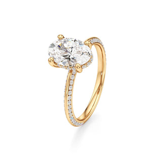 Knife Edge Channel Set Hidden Halo Round Engagement Ring