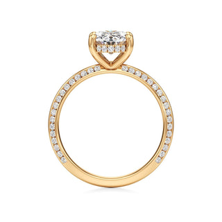 Knife Edge Channel Set Hidden Halo Round Engagement Ring