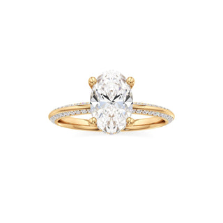 Knife Edge Channel Set Hidden Halo Round Engagement Ring