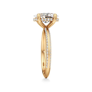 Knife Edge Channel Set Hidden Halo Round Engagement Ring