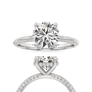 Knife Edge Channel Set Hidden Halo Round Engagement Ring