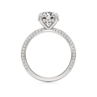 Knife Edge Channel Set Hidden Halo Round Engagement Ring