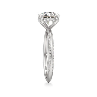 Knife Edge Channel Set Hidden Halo Round Engagement Ring