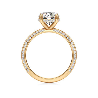 Knife Edge Channel Set Hidden Halo Round Engagement Ring