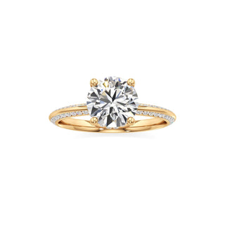 Knife Edge Channel Set Hidden Halo Round Engagement Ring