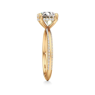 Knife Edge Channel Set Hidden Halo Round Engagement Ring