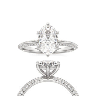 Knife Edge Channel Set Six Prong Round Engagement Ring