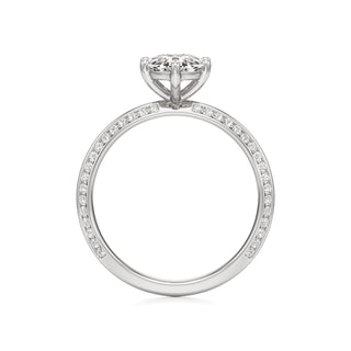 Knife Edge Channel Set Six Prong Round Engagement Ring