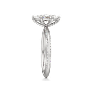 Knife Edge Channel Set Six Prong Round Engagement Ring