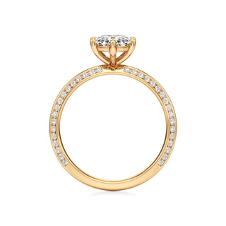 Knife Edge Channel Set Six Prong Round Engagement Ring