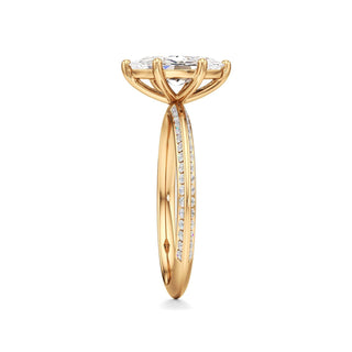 Knife Edge Channel Set Six Prong Round Engagement Ring
