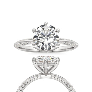 Knife Edge Channel Set Six Prong Round Engagement Ring