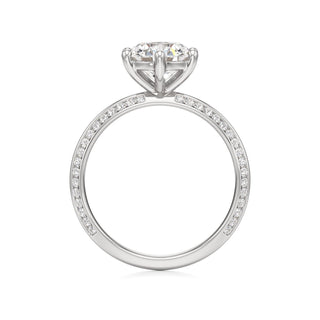 Knife Edge Channel Set Six Prong Round Engagement Ring