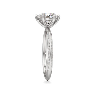 Knife Edge Channel Set Six Prong Round Engagement Ring