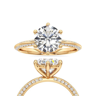 Knife Edge Channel Set Six Prong Round Engagement Ring
