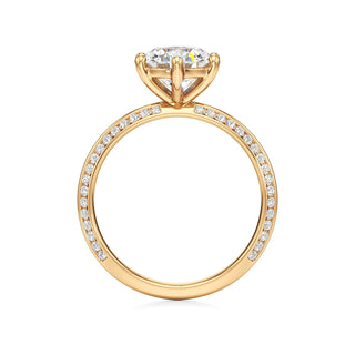 Knife Edge Channel Set Six Prong Round Engagement Ring