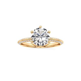 Knife Edge Channel Set Six Prong Round Engagement Ring