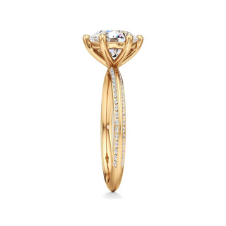 Knife Edge Channel Set Six Prong Round Engagement Ring