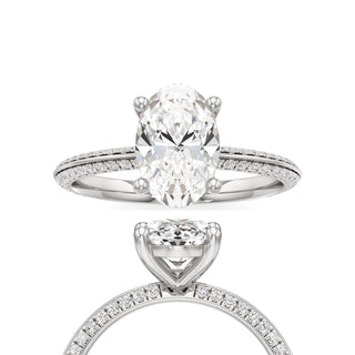 Knife Edge Pavé Set Basket Round Engagement Ring