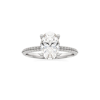 Knife Edge Pavé Set Basket Round Engagement Ring