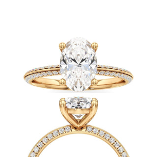 Knife Edge Pavé Set Basket Round Engagement Ring