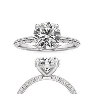 Knife Edge Pavé Set Basket Round Engagement Ring