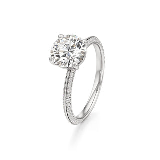 Knife Edge Pavé Set Basket Round Engagement Ring