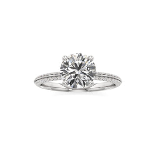 Knife Edge Pavé Set Basket Round Engagement Ring