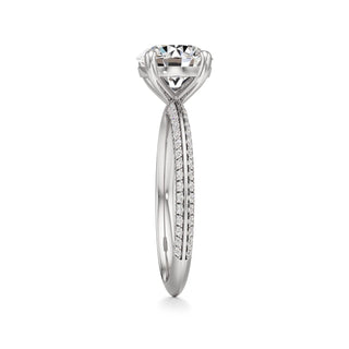 Knife Edge Pavé Set Basket Round Engagement Ring