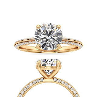 Knife Edge Pavé Set Basket Round Engagement Ring