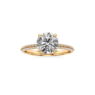 Knife Edge Pavé Set Basket Round Engagement Ring