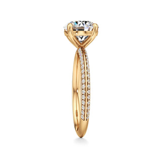 Knife Edge Pavé Set Basket Round Engagement Ring