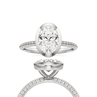 Knife Edge Pavé Set Bezel Oval Engagement Ring