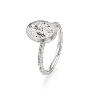Knife Edge Pavé Set Bezel Oval Engagement Ring