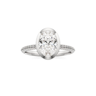 Knife Edge Pavé Set Bezel Oval Engagement Ring