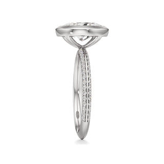 Knife Edge Pavé Set Bezel Oval Engagement Ring