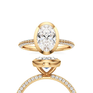 Knife Edge Pavé Set Bezel Oval Engagement Ring